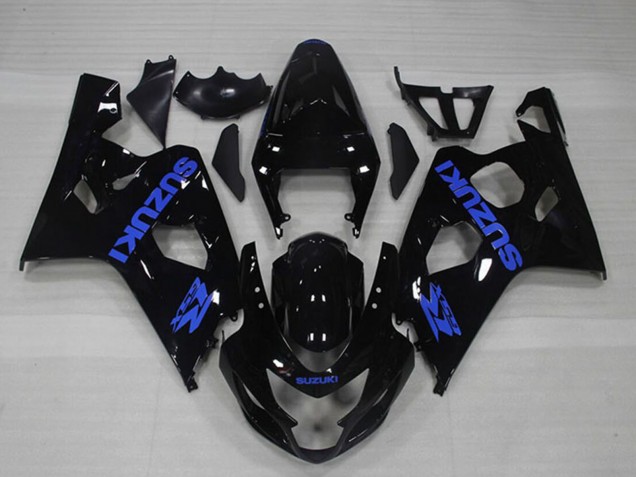 Mejores Carenados Moto Suzuki GSXR 750 2004-2005 - Negro Brillante Azul Calcomanía