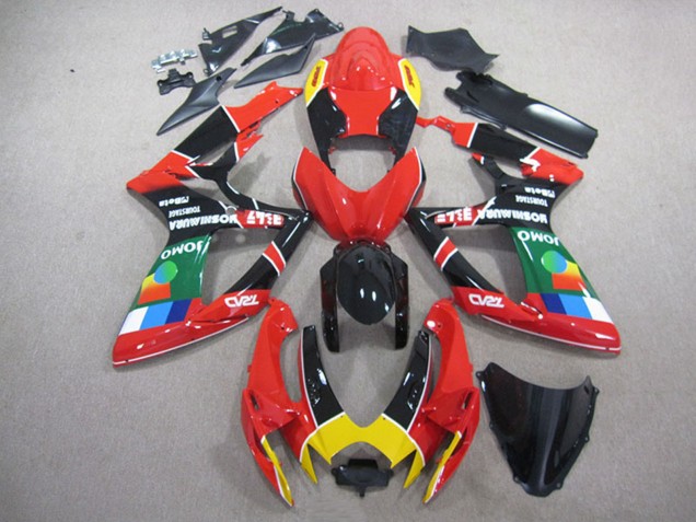 Mejores Carenados Moto Suzuki GSXR 750 2006-2007 - Rojo Negro Amarillo Verde JOMO