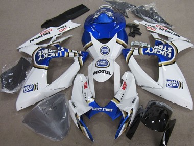 Mejores Carenados Moto Suzuki GSXR 750 2006-2007 - Blanco Azul Michelin Motul Lucky Strike