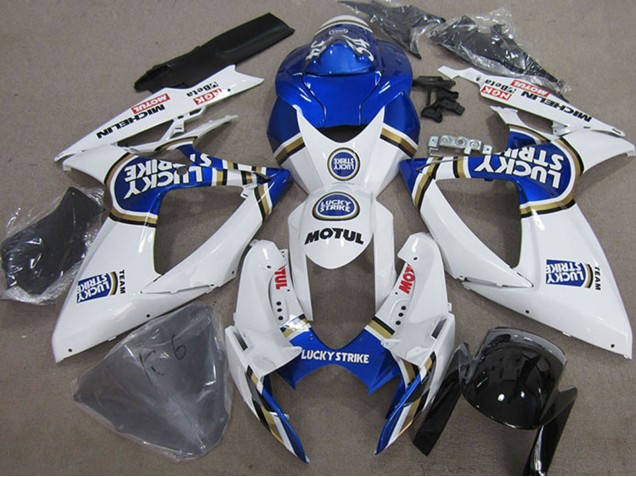 Mejores Carenados Moto Suzuki GSXR 750 2006-2007 - Blanco Azul Michelin Motul Lucky Strike