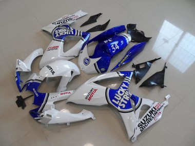 Mejores Carenados Moto Suzuki GSXR 750 2006-2007 - Blanco Azul Lucky Strike Motul 34
