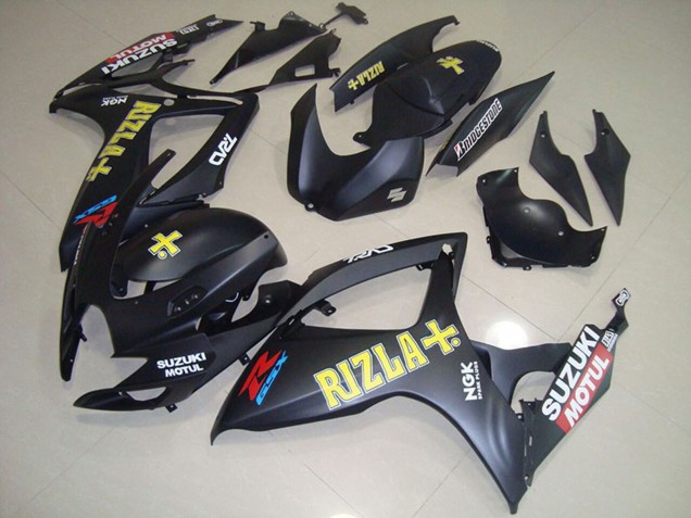 Mejores Carenados Moto Suzuki GSXR 750 2006-2007 - Negro Mate Amarillo Rizla Motul
