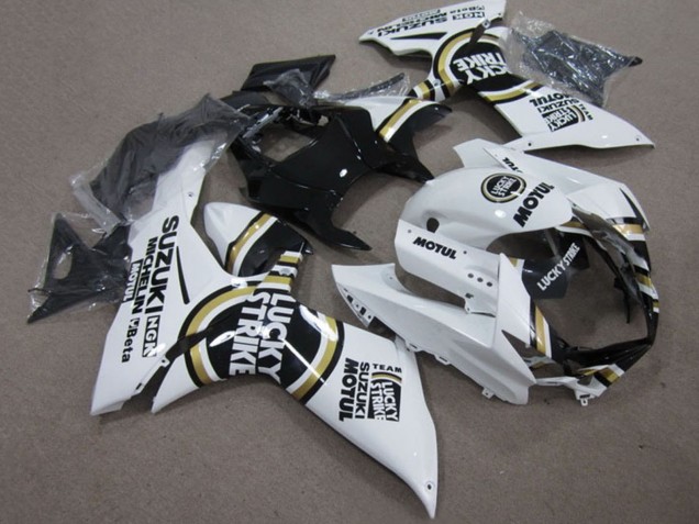 Mejores Carenados Moto Suzuki GSXR 750 2011-2024 - Blanco Lucky Strike Negro Motul