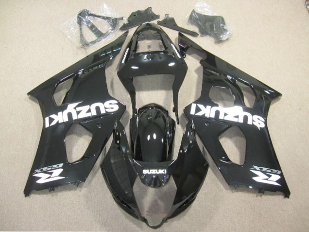 Mejores Carenado Moto Suzuki GSXR 1000 2003-2004 - Negro Brillante Blanco Calcomanía