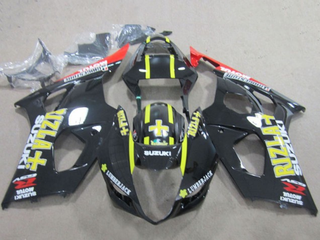 Mejores Carenados Moto Suzuki GSXR 1000 2003-2004 - Negro Brillante Rojo Amarillo Rizla