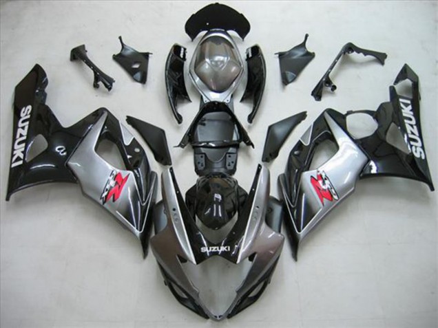 Mejores Kits Carenado Moto Suzuki GSXR 1000 2005-2006 - Negro Brillante Plata Rojo