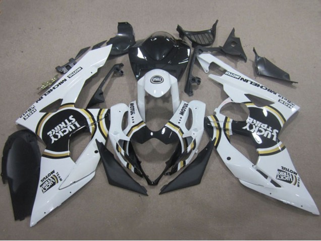 Mejores Carenados Moto Suzuki GSXR 1000 2005-2006 - Blanco Negro Lucky Strike Motul