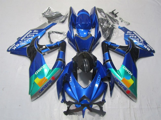 Mejores Carenados Moto Suzuki GSXR 1000 2007-2008 - Azul Verde Negro JOMO