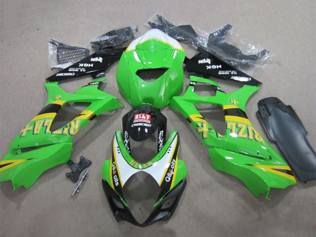 Mejores Carenados Moto Suzuki GSXR 1000 2007-2008 - Verde Blanco Amarillo Negro Rizla Q8 Oils