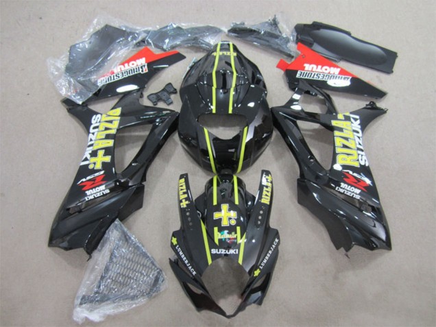 Mejores Carenados Moto Suzuki GSXR 1000 2007-2008 - Negro Brillante Amarillo Rojo Rizla