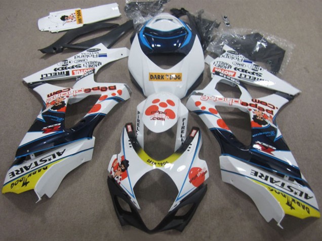 Mejores Carenados Moto Suzuki GSXR 1000 2007-2008 - Blanco Rojo Azul Amarillo Dark Dog