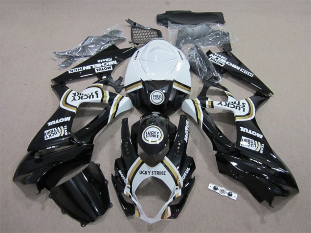 Mejores Carenados Moto Suzuki GSXR 1000 2007-2008 - Blanco Negro Lucky Strike Motul
