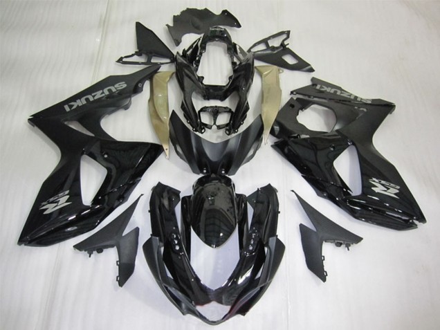 Mejores Carenados Moto Suzuki GSXR 1000 2009-2016 - Negro Brillante Plata Calcomanía