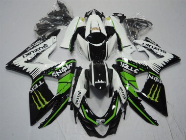 Mejores Carenados Moto Suzuki GSXR 1000 2009-2016 - Blanco Verde Monstruo Negro Pizzoli