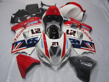 Mejores Carenados Moto Suzuki GSXR 1300 Hayabusa 1996-2007 - Blanco Rojo Azul Xerox 21