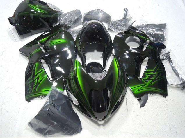 Mejores Carenados Moto Suzuki GSXR 1300 Hayabusa 1996-2007 - Negro Brillante Verde