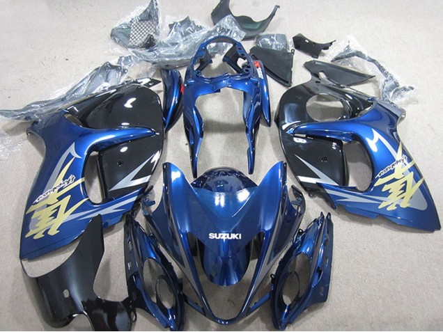 Mejores Carenados Moto Suzuki GSXR 1300 Hayabusa 2008-2020 - Azul Blanco Oro Calcomanía