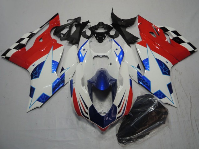 Mejores Carenados Moto Ducati 1199 2011-2014 - Blanco Azul Rojo Negro