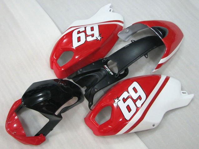 Mejores Carenados Moto Ducati Monster 696 2008-2012 - Blanco Rojo Negro Brillante 69