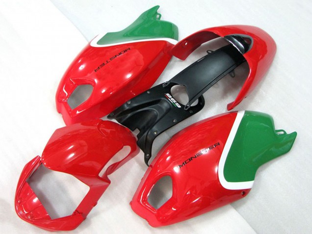 Mejores Carenados Moto Ducati Monster 696 2008-2012 - Rojo Blanco Verde