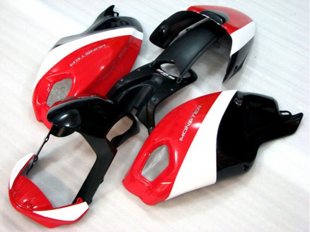 Mejores Carenado Moto Ducati Monster 696 2008-2012 - Blanco Rojo Negro Brillante