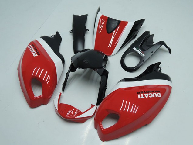 Mejores Carenados Moto Ducati Monster 696 2008-2012 - Blanco Rojo Negro Brillante