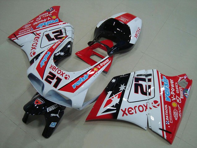 Mejores Carenados Moto Ducati 748 916 996 996S 1993-2005 - Blanco Rojo Negro Brillante Valsir Xerox 21