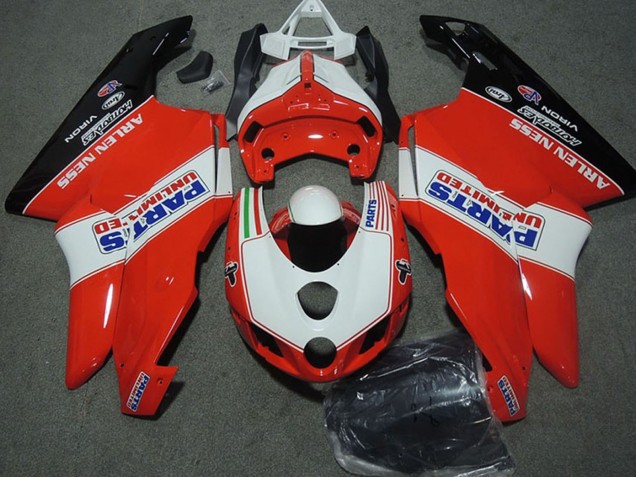 Mejores Carenados Moto Ducati 749 999 2003-2004 - Blanco Rojo Negro Brillante Parts Unlimited
