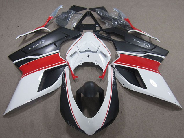 Mejores Carenados Moto Ducati 848 1098 1198 2007-2014 - Blanco Rojo Negro Mate Marvic