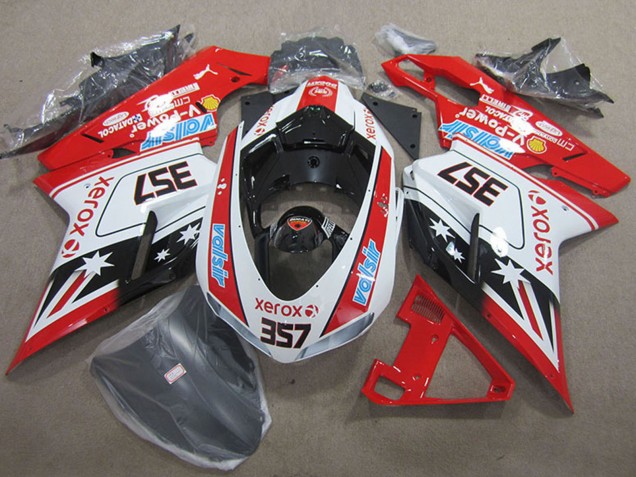 Mejores Carenados Moto Ducati 1098 2007-2014 - Blanco Rojo Negro Xerox 357