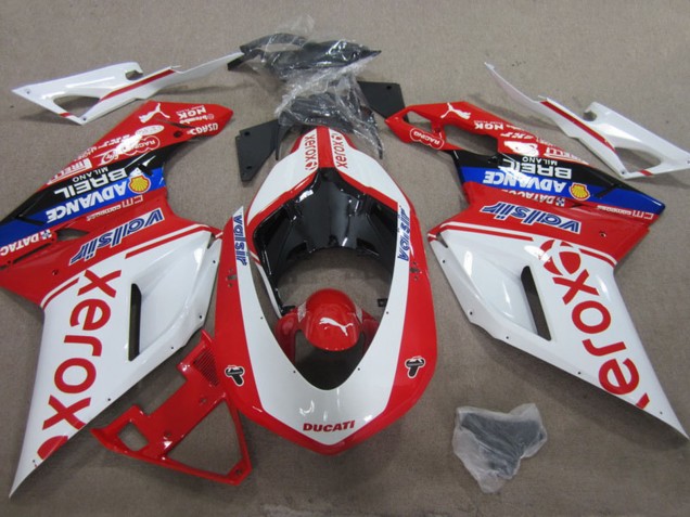 Mejores Carenados Moto Ducati 1098 2007-2014 - Blanco Rojo Azul Negro Valsir Xerox