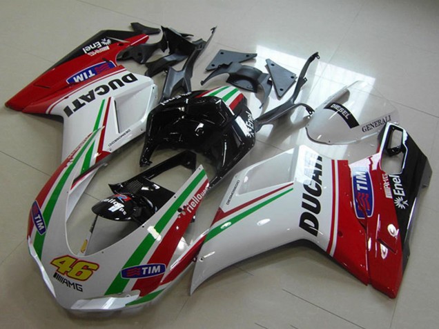 Mejores Carenados Moto Ducati 1098 2007-2014 - Rojo Blanco Negro Verde Tim 46