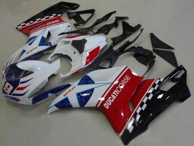 Mejores Carenados Moto Ducati 1098 2007-2014 - Blanco Rojo Negro Azul Corse 69
