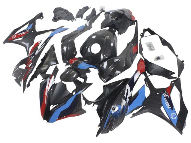 Mejores Carenados Moto BMW S1000RR 2023-2024 - Azul Rojo FibraCarbono