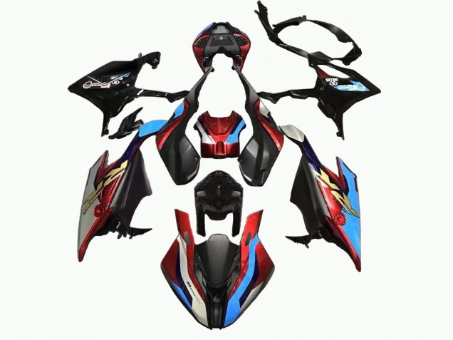 Mejores Carenado Moto BMW S1000RR 2019-2022 - Negro Azul Rojo Oro EstiloCarrera