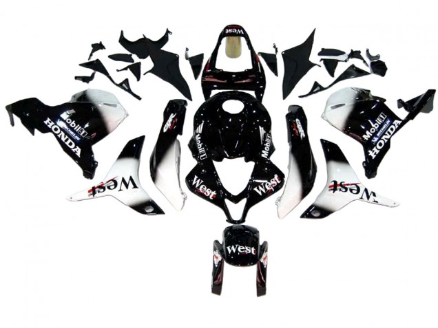 Mejores Carenados Moto Honda CBR600RR 2009-2012 - Negro Brillante Blanco West