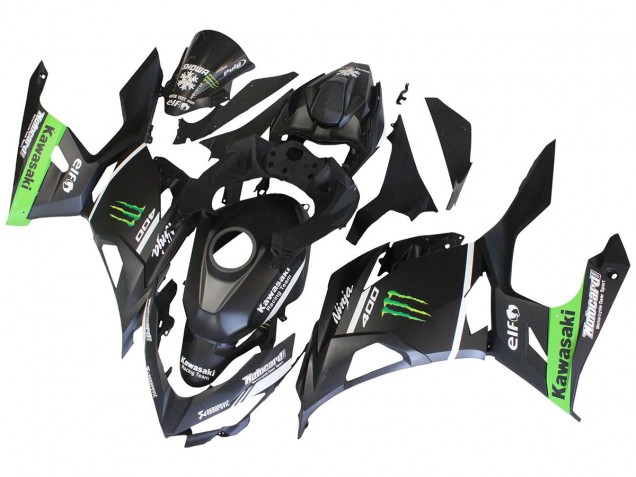 Mejores Carenados Moto Kawasaki EX400 2018-2024 - Negro Mate Verde Monstruo Showr Nieve