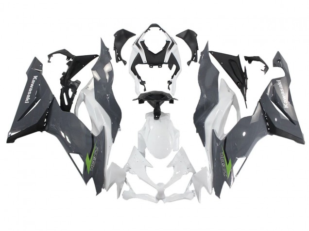 Mejores Carenados Moto Kawasaki ZX6R 2019-2022 - Blanco Gris Verde