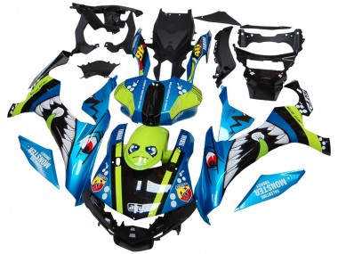 Mejores Carenados Moto Yamaha YZF R1 2015-2019 - Azul Verde Negro Tiburón