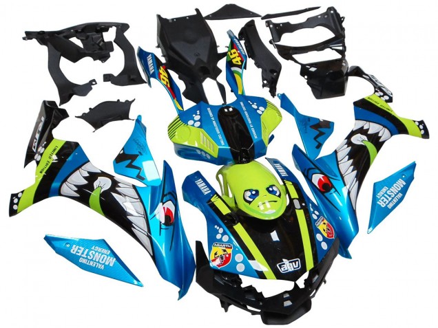 Mejores Carenados Moto Yamaha YZF R1 2015-2019 - Azul Verde Negro Tiburón