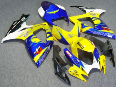 Mejores Carenados Moto Suzuki GSXR 600/750 2006-2007 - Blanco Azul Amarillo Corona Alstare