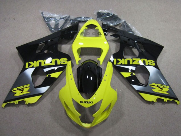 Mejores Carenados Moto Suzuki GSXR 600 2004-2005 - Amarillo Plata Negro Brillante