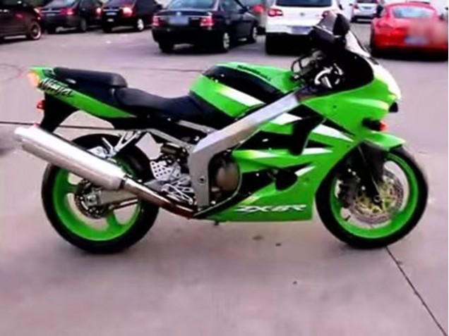 Mejores Carenado Moto Kawasaki ZX6R 2000-2002 - Verde Blanco Negro