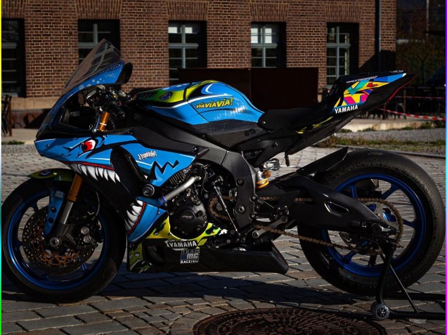 Mejores Carenados Moto Yamaha YZF R1 2015-2019 - Azul Amarillo Tiburón