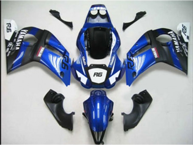 Mejores Carenados Moto Yamaha YZF 600 R6 1998-2002 - Azul Blanco Negro Mate