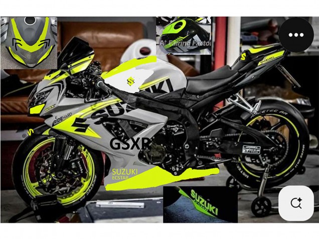 Mejores Carenados Moto Suzuki GSXR 750 2004-2005 - Gris Lemon Verde Negro