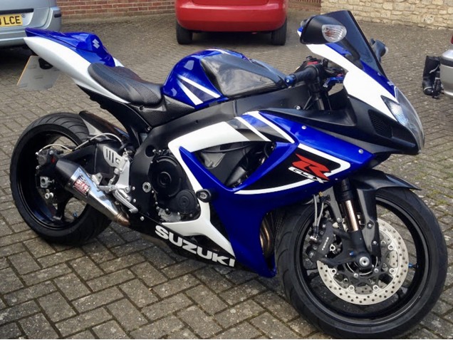 Mejores Carenados Moto Suzuki GSXR 750 2006-2007 - Blanco Azul Negro Raya